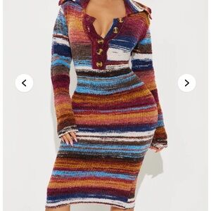 Multicolor Striped Knit Dress